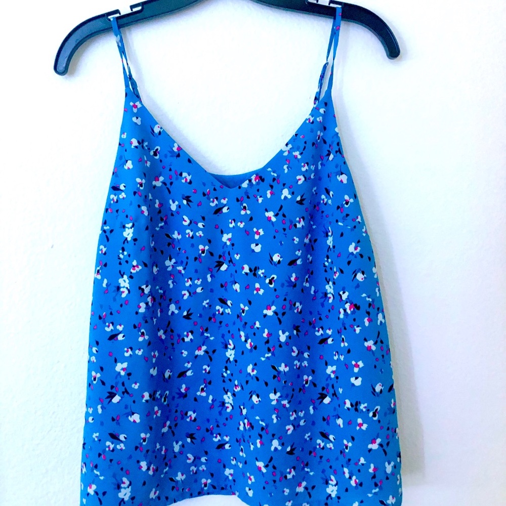BLUE FLORAL BLOUSE/ TANK TOP